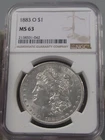 BU 1883-O Silver MORGAN Dollar NGC MS63.  #10