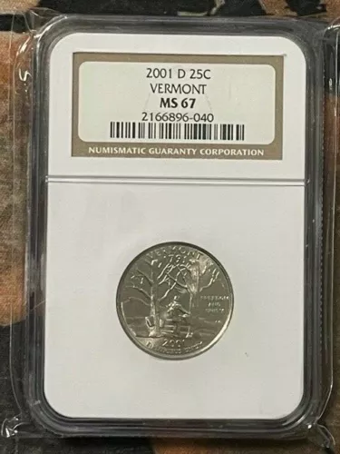 2001 D VERMONT 25C NGC Grade MS 67