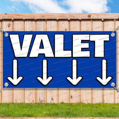 VALET DOWN ARROWS BLUE Advertising Vinyl Banner Flag Sign Many Size DIRECTIONAL