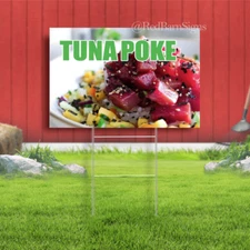 Tuna Poke Sidewalk Yard Sign with Metal Stakes