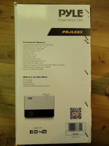 PYLE PRJLE83 1080P HD HOME THEATER PROJECTOR - Picture 3 of 4
