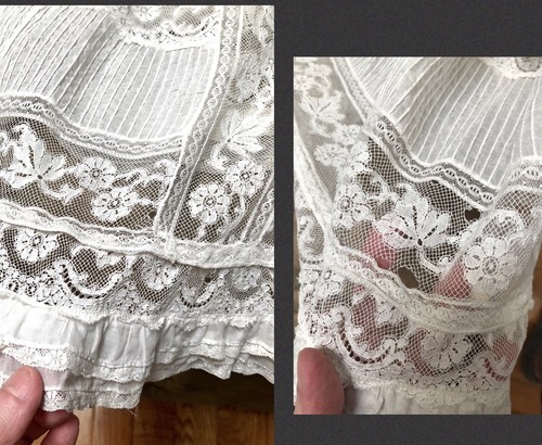 VTG 1900s GIBSON GIRL VALENCIENNES Tape LACE Pigeon-Breast BATISTE LAWN DRESS - Picture 17 of 18