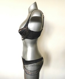 AGENT PROVOCATEUR SOIREE LIDIJA SILK DEMI BRA 36B & THONG SIZE 3 RRP &pound;740 NWT