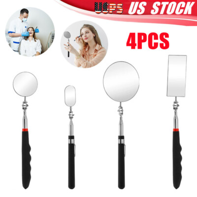 4 Pack Stainless Steel Mechanic Mirror Telescoping Inspection Mirror Extendable
