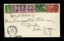 US Postal History #286+323+632+720(3) Special Delivery 1937 Schenectady NY 