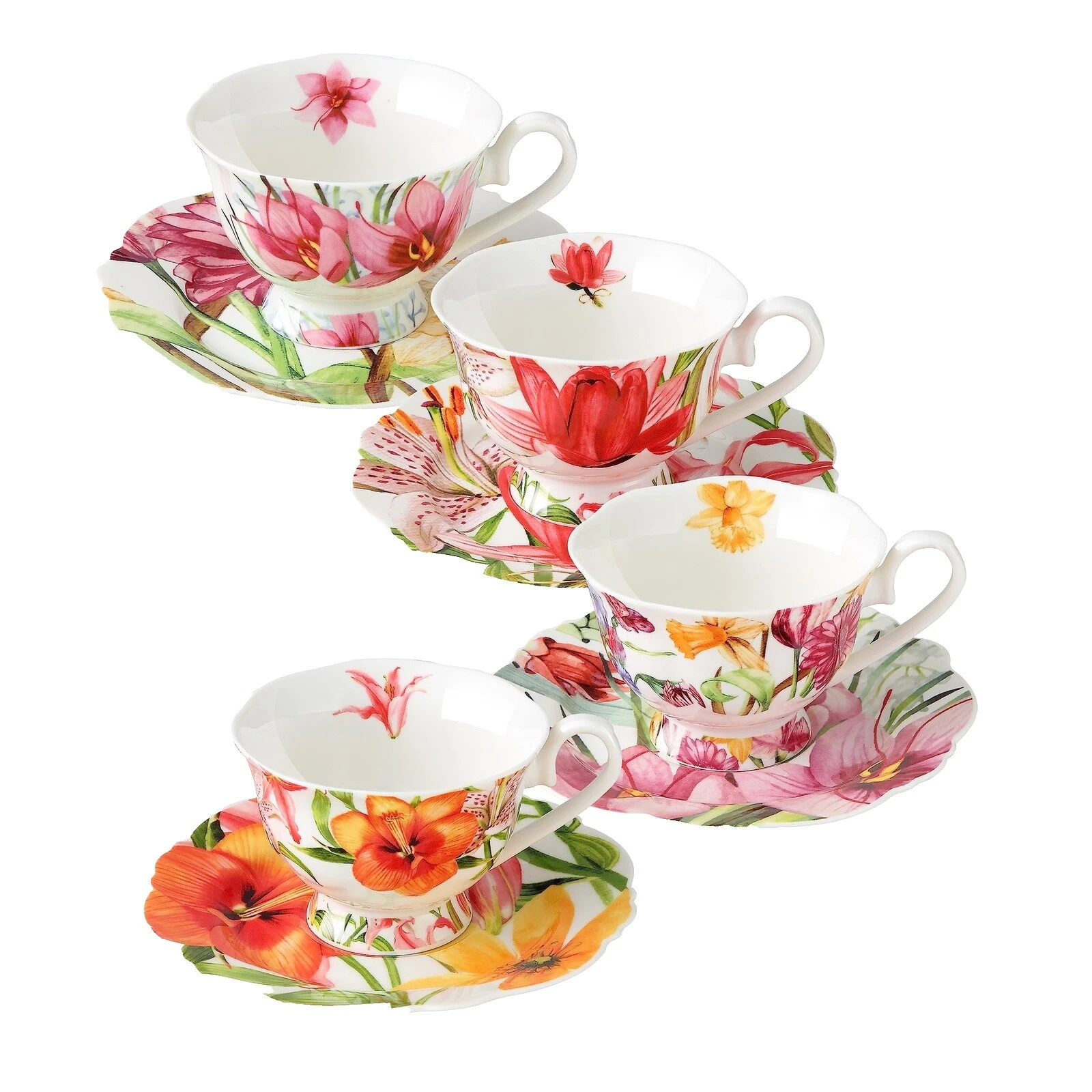 Bone China contemporáneo Tazas de Té y Platillo Conjuntos