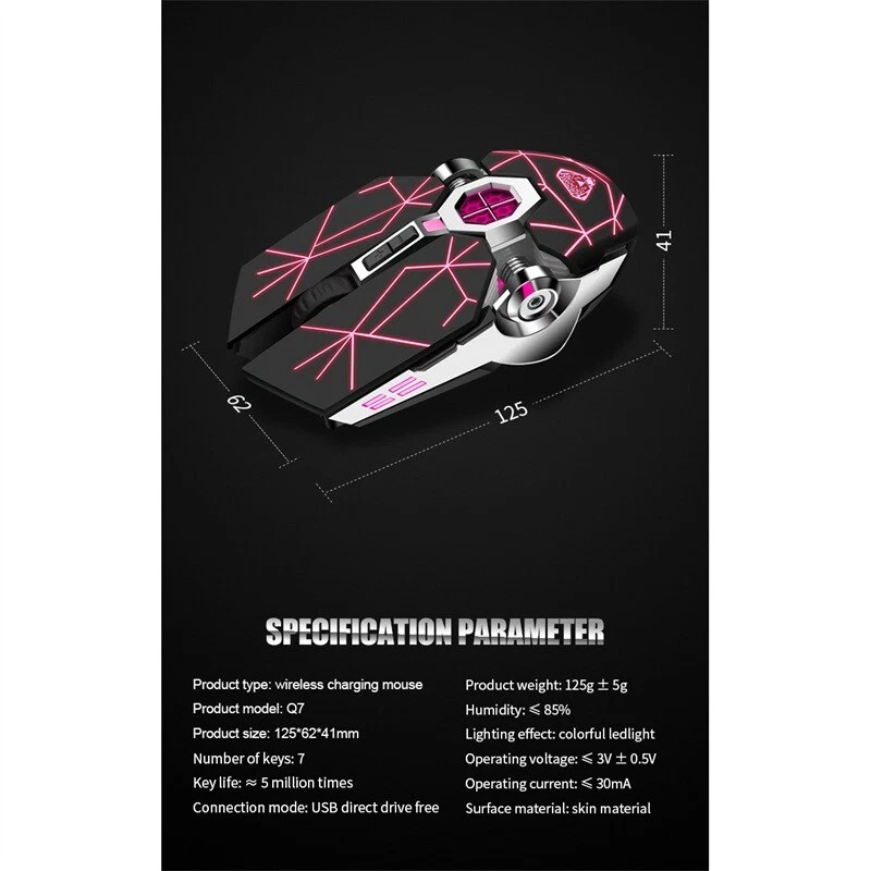 Rechargeable Gaming Backlit For Laptop Wireless Silent Mouse Multi-Colour - Image 2 of 4
