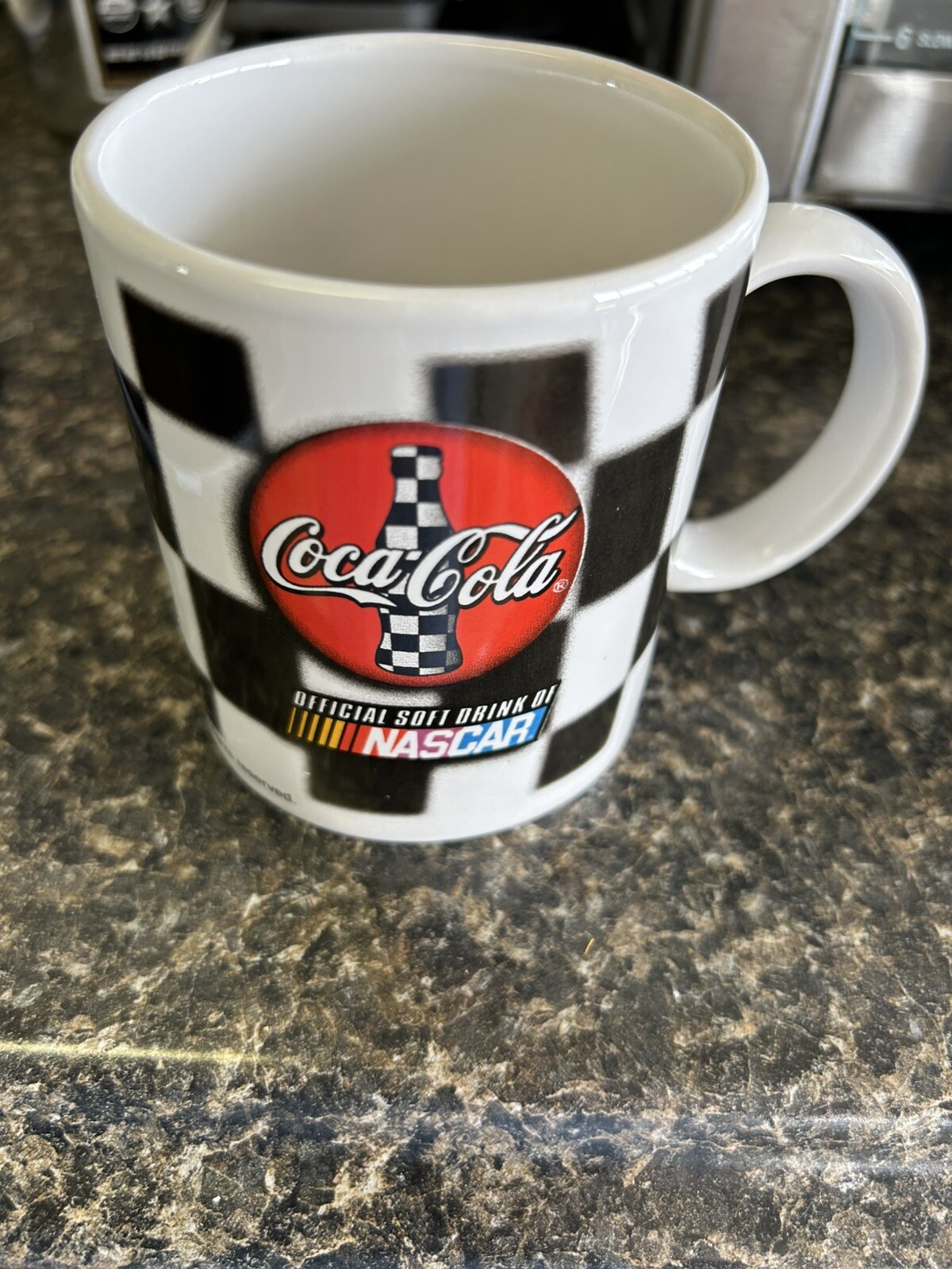 Coca Cola NASCAR 600 Coffee Mug with Checkered Flag and Winner Grandpa Design
