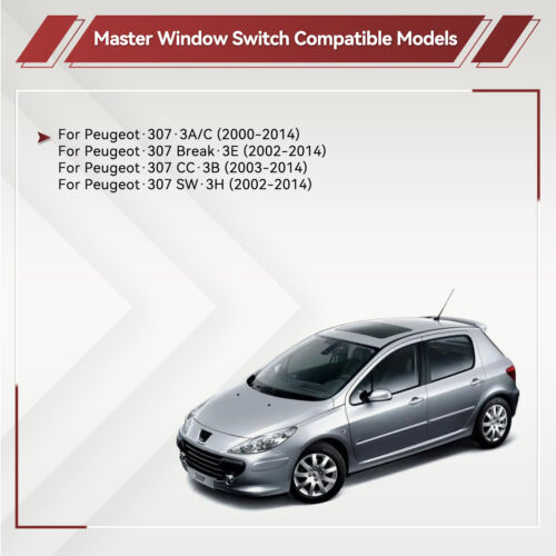 Electric Master Window Control Switch 6554.KT Driver Side For Peugeot 307 SW CC - Picture 4 of 9