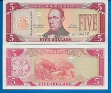 Liberia P-26a 5 Dollars 2003 Uncirculated Banknote