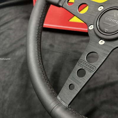 MOMO prototipo P5 Black Edition 350mm 14' Genuine Leather Sport