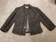 £700+ Ferre By Gianfranco Ferre Tweed Boucle Style Cropped Jacket Embellished 42