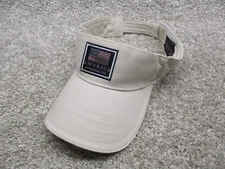 Vintage Dorfman Pacific Headwear Visor Hat Mens Cotton Adjustable Beige USA FLAG