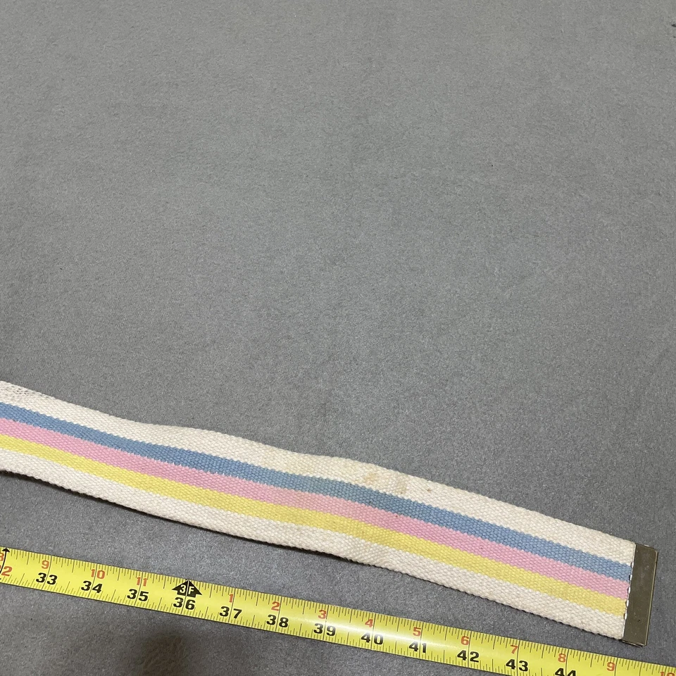 Cinto vintage 100% algodão metal fivela marcha mobilidade unissex 48” listra arco-íris * - Imagem 3 de 4