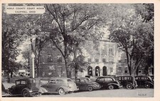 Caldwell OH Ohio Noble County Courthouse Square Downtown 1940s Vtg Postcard Z4