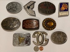 Vintage Lot of 10 Nice Style Belt Buckles, Tractor, Basketball, American, More