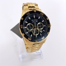 Classic Bulova Gold/Black Marine Star Chronograph Men Quartz 98B406 Watch 41.5mm