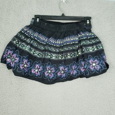 Justice Skort Youth Girls Size 14 Black Floral Print Mini Cotton w/ Short Lining