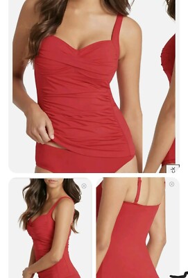 Sea Level Essentials Multi Fit Twist Front Tankini Top 4 US Red Top