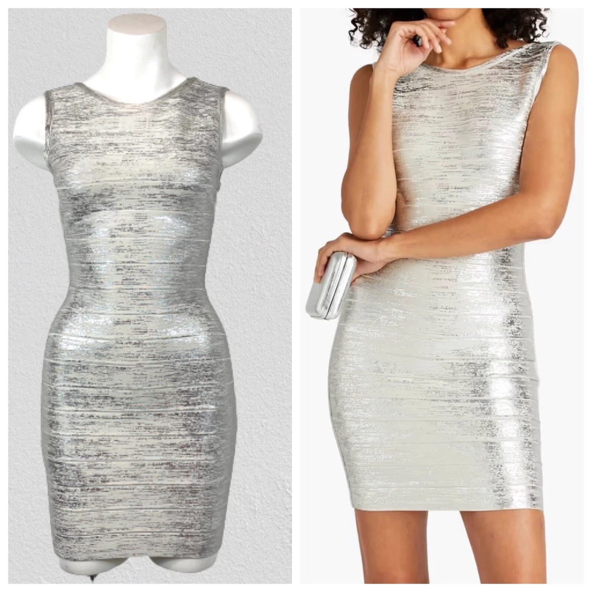 Herve leger cheap silver dress