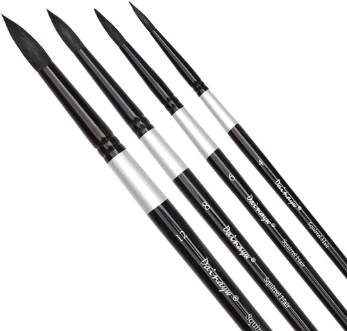 round Watercolor Paint Brushes 4Pcs Squirrel Hair Professional Brush for Artist - Picture 2 of 12