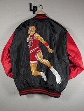 Giacca Bomber Vintage 00s Starter Chicago Bulls NBA Raso XL Nero Jordan Y2K