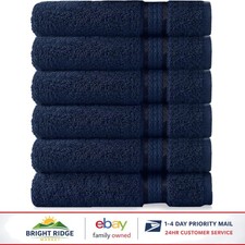 Ultra Soft Hand Towels Set of 6, 16x28 Inches, Navy Blue, Quick Dry  Absorbent