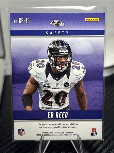 Absolute "Championship Fabric" 2023 #CF-15 Ed Reed Salón de la fama Baltimore Ravens (MEM) - Imagen 2 de 2