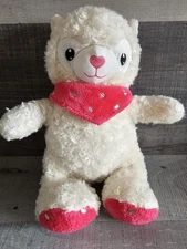 Midwood Brands Pink Llama Alpaca Plush Toy Scarf Bandana Hearts White Shimmer
