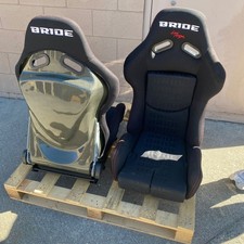 Bride Low Max Black Yellow Carbon Bucket Seats Pair Slider Kit 2pc Pair Headrest