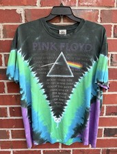 Vintage Liquid Blue Pink Floyd Tie-Dye Dark Side of the Moon XL T-Shirt F4 Note