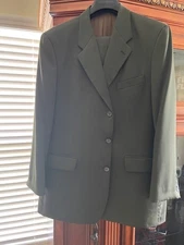 Preowned Harry Rosen Men's Olive Green 2 Piece Suit Size 42R -W36 X 31