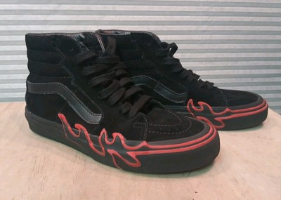 VANS Sk8 Hi Flame, Mens US Size 5.5 / Womens 7 Suede Black / Red excellent Cond.