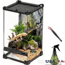 Front Opening Terrarium Glass Enclosure Reptiles Amphibians Vivarium Habitat New