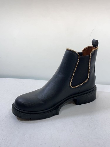 COACH Side Gore Boots 23cm BLK Leather CC776 Black Studded Used - Picture 5 of 6