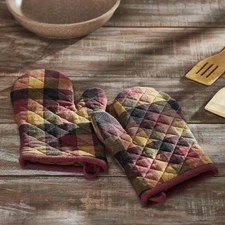 Heritage Farms Primitive Check Oven Mitt Set of 2 VHC Brands
