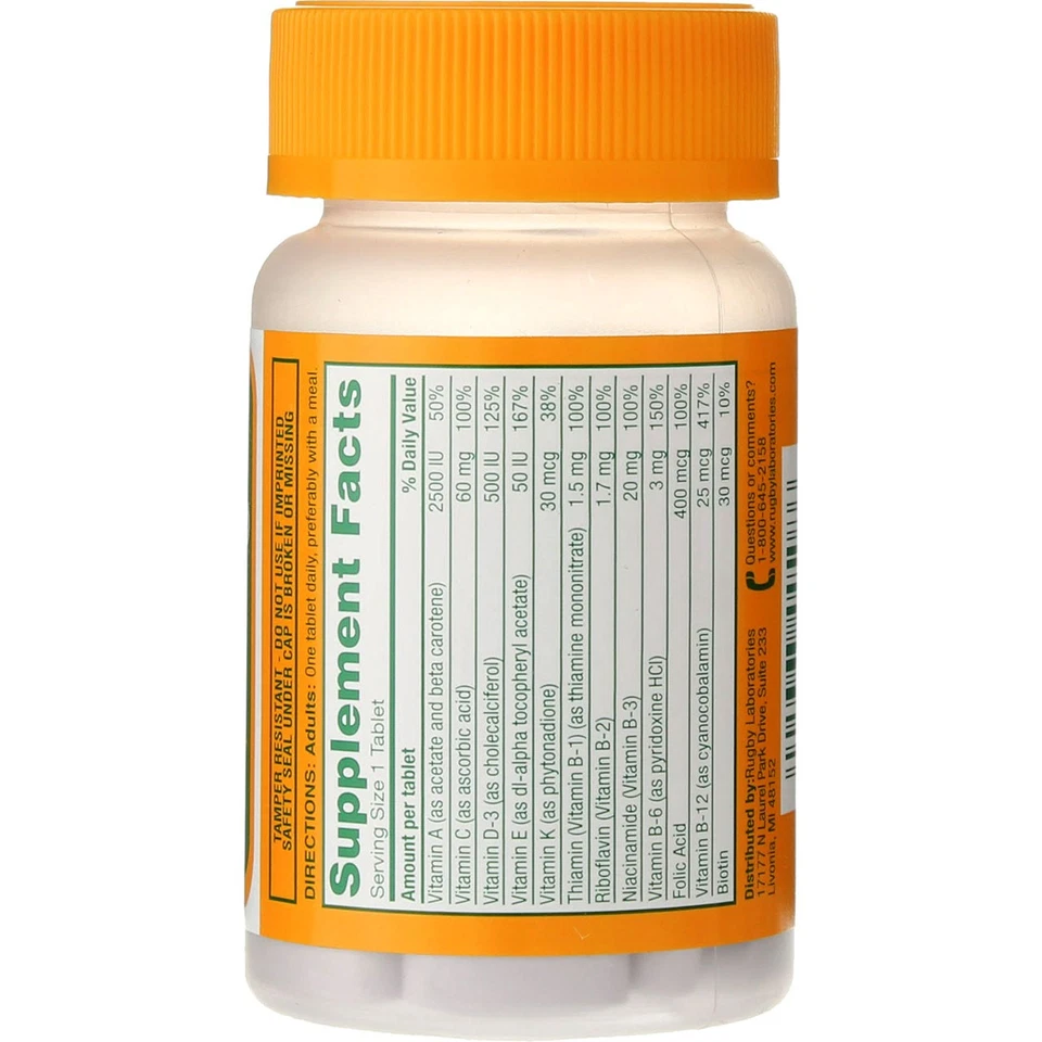 Pack de 2 Comprimidos Suplementos Vitamínicos y Minerales Rugby Cerovite Senior, 60 Ct Foto 2 de 4