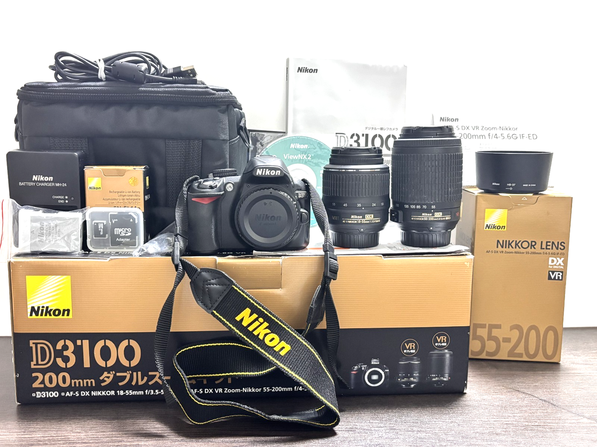 Nikon D3100 Digital SLR Camera 18-55mm 55-200mm VR Lenses New
