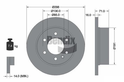 2 PCS BENDIX Braking BDS1075 Brake Disc