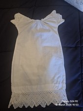 Vintage Baby Christening/Day Gown White Cotton Crochet Lace Newborn/Large Doll
