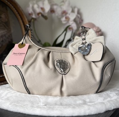 Juicy Couture Romance Hobo Bag Crystal Cream Shoulder Bag Bow