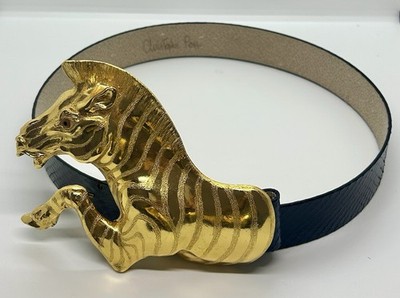 Christopher Ross Vintage Zebra Signed 24K Gold Plated Navy  display picture 1