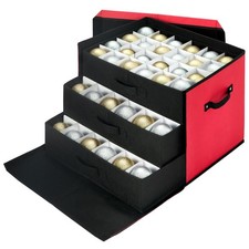 Christmas Ornament Storage Box with Adjustable Dividers, Large Holiday Orname...