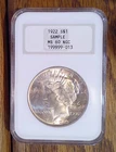 1922 Peace Silver Dollar NGC MS60 Sample Slab (013)