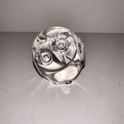 Vintage Steuben Signed Crystal Owl Paperweight Art Glass Figurine No Box 2.25"