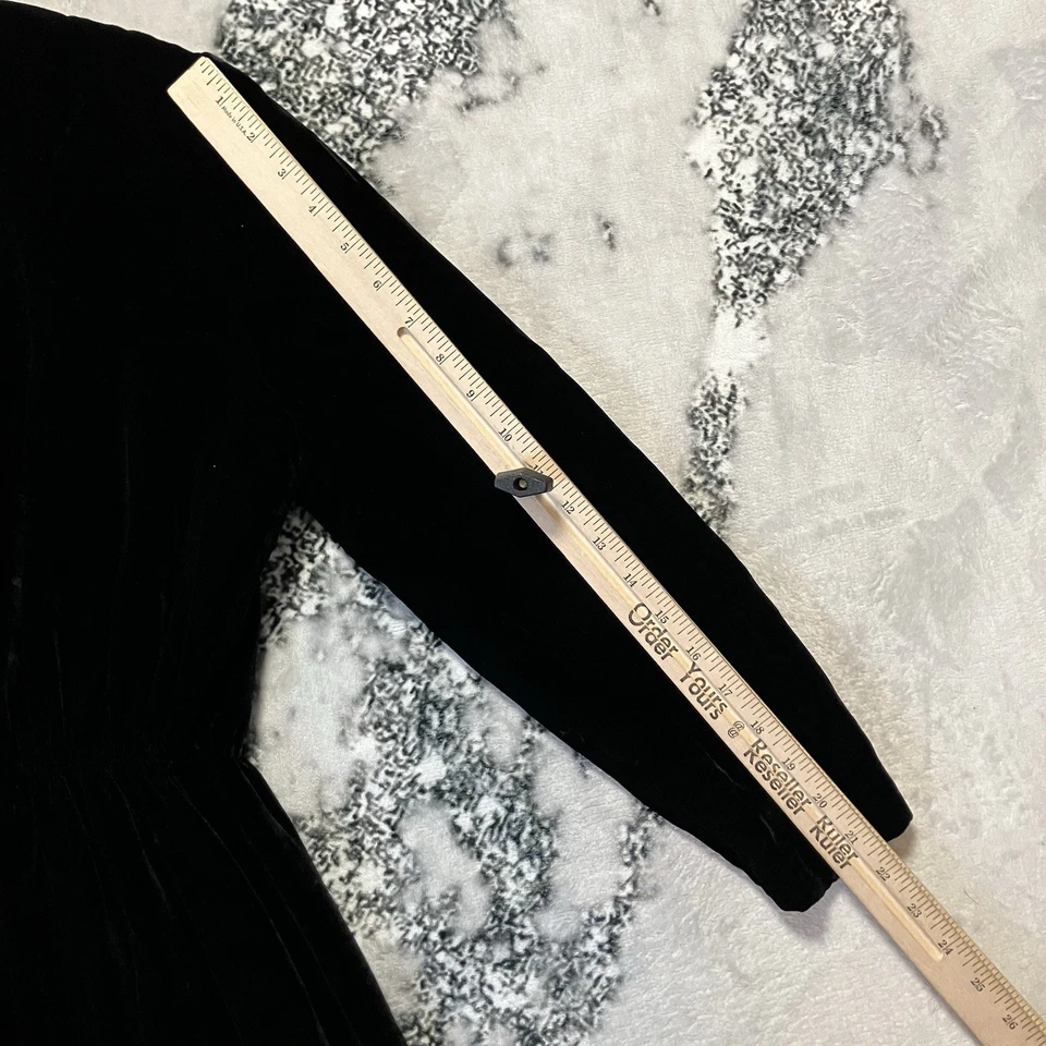 Vintage Talbots Dress Womens Size 6P Black Velvet Button Back Cinched Waist - Image 2 of 4