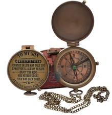 Engraved Brass Compass Gift to My Son/to Our Son/Nautical Gift for Son from D...