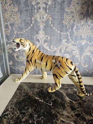 Große Keramik Brüllender Tiger Skulptur Figur vermutlich Ronzan Italien