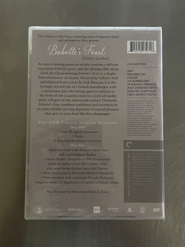 NEU Babettes Feast (DVD, 2013, 2-Disc Set, Criterion Collection) VERSIEGELT - Bild 2 von 2
