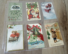 6 VINTAGE CHRISTMAS HOLIDAY POST CARD EMBOSSE...